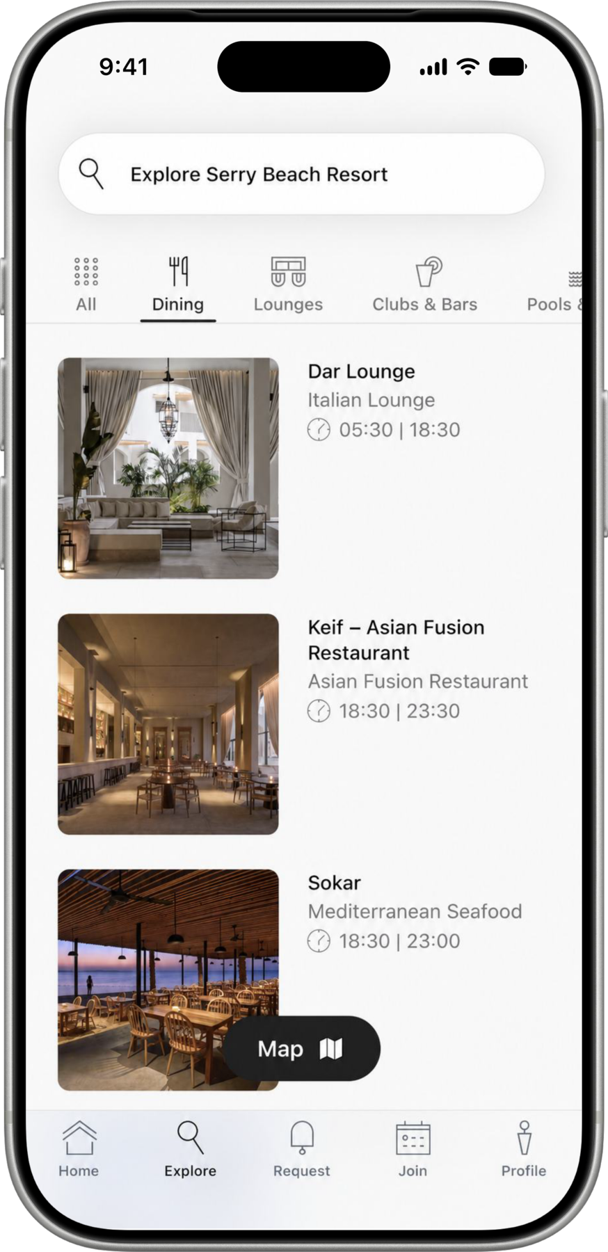 The Serry App on an iPhone